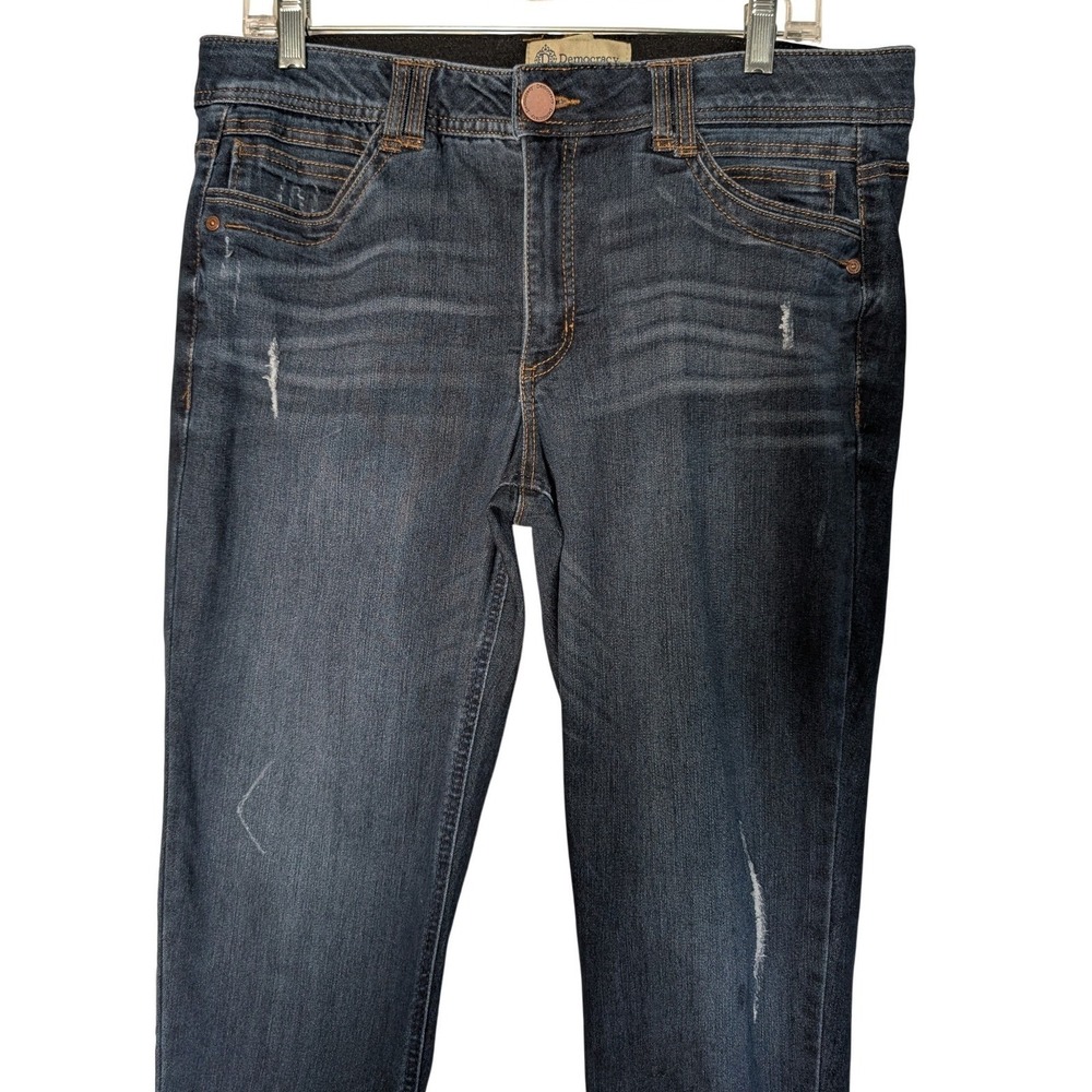 DEMOCRACY Ab Technology Distressed Ankle Skimmer Stretch Jeans Women's 12 - Picture 3 of 14